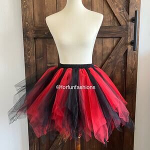 Tutu BLACK RED (XL) Tulle Petticoat for Holiday Costume Party Fun Run Spirit Day
